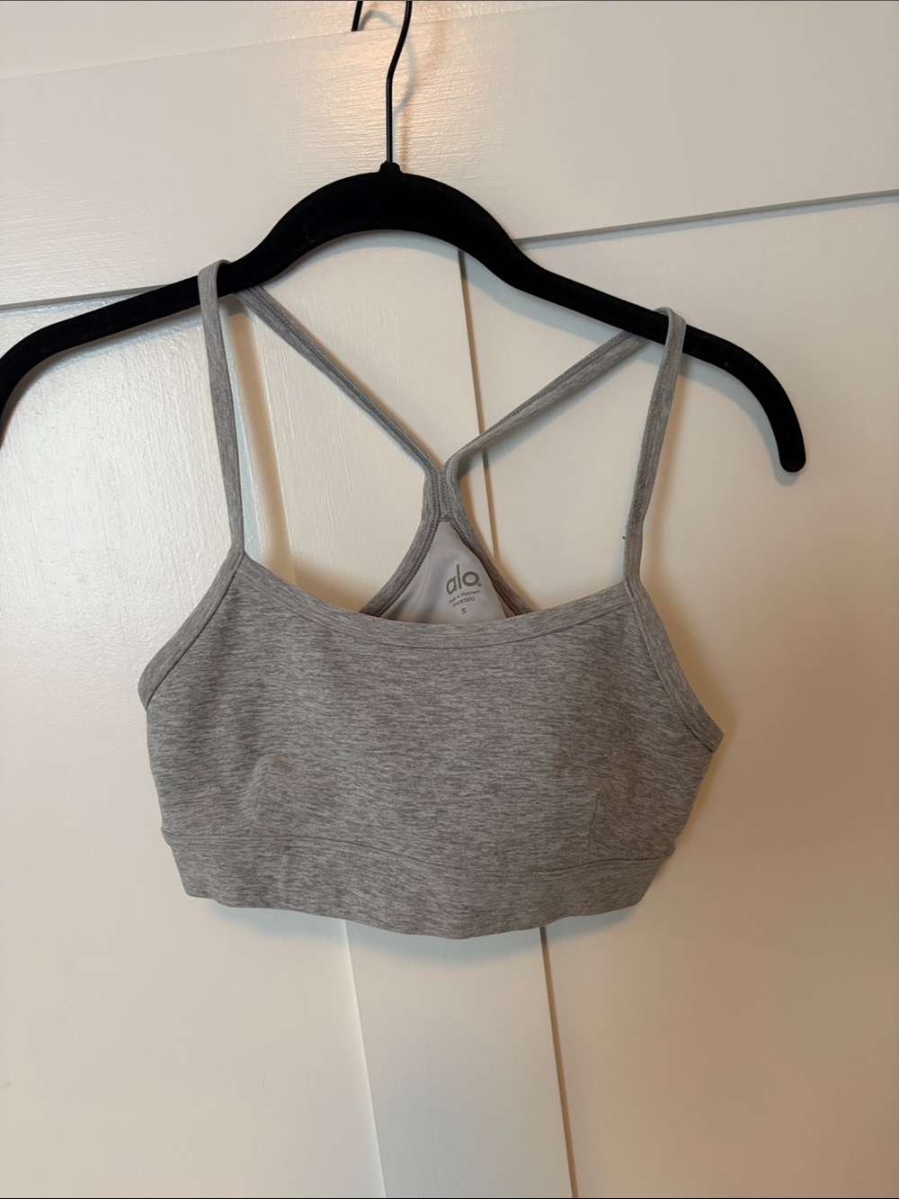 ALO Yoga Heather Gray Strappy Low-Impact Sports Bra
